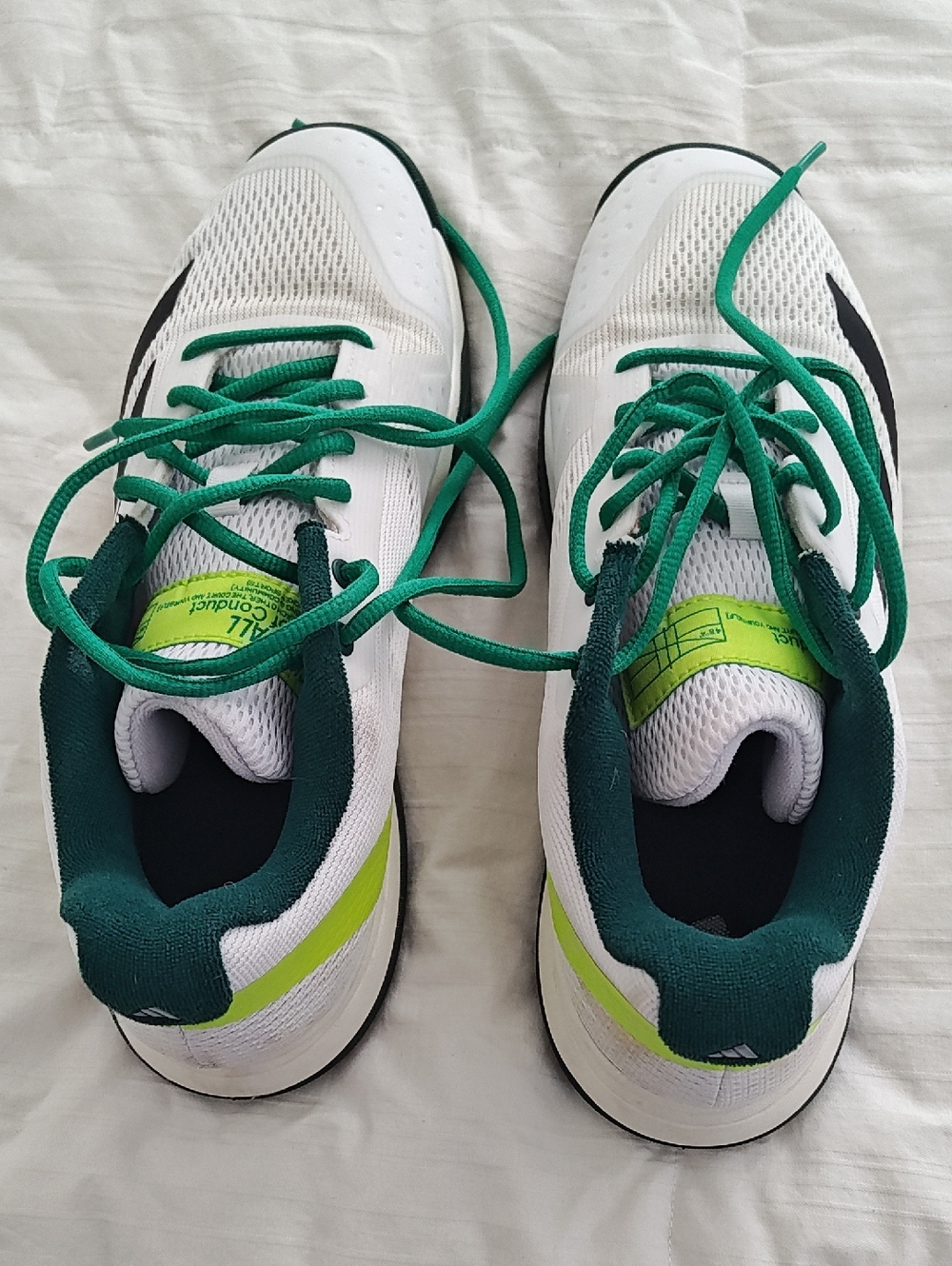 Adidas White and Green Athletic Shoes